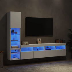 vidaXL Unités murales TV avec LED 4 pcs blanc bois d'ingénierie