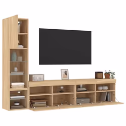 vidaXL Unités murales TV avec LED 4 pcs chêne sonoma bois d'ingénierie