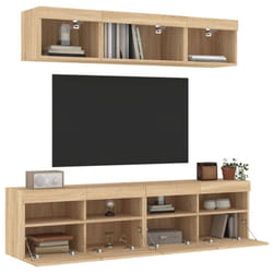vidaXL Unités murales TV avec LED 5 pcs chêne sonoma bois d'ingénierie