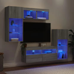 vidaXL Unités murales TV LED 5 pcs - Gris sonoma