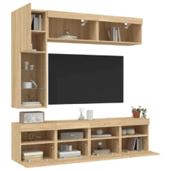 vidaXL Ensemble murs TV avec LED - Chêne sonoma