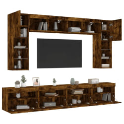 vidaXL Meubles TV muraux 8 pcs - Chêne fumé