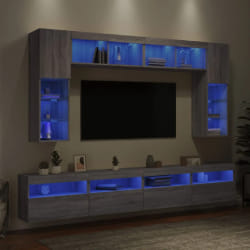 vidaXL Ensemble de meubles TV muraux avec LED