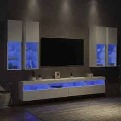 vidaXL Ensemble Meubles TV Muraux 7 pcs LED Blanc