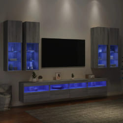 VIDAXL Ensemble de meubles TV muraux 7 pcs avec LED - Sonoma gris