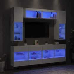 vidaXL Ensemble TV Mural 6 pièces - Blanc LED