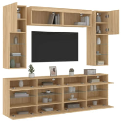 vidaXL Ensemble TV mural 6pcs LED - Chêne Sonoma