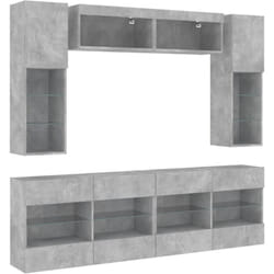 Ensemble De Meubles Tv Muraux 6pcs Et Lumières Led Gris Béton Vidaxl