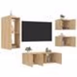vidaXL Unités murales TV avec LED 5 pcs chêne sonoma bois d'ingénierie