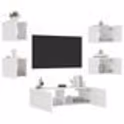 vidaXL Meuble TV muraux 5 pcs avec lumières LED blanc