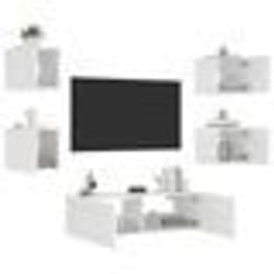vidaXL Meuble TV muraux 5 pcs avec lumières LED blanc