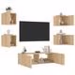 vidaXL Meuble TV muraux 5 pcs avec lumières LED chêne sonoma