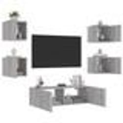 vidaXL Meuble TV muraux 5 pcs avec lumières LED sonoma gris