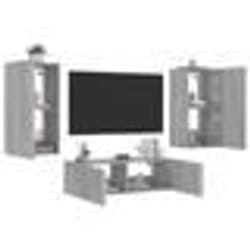 vidaXL Meuble TV muraux 3 pcs avec lumières LED sonoma gris