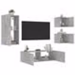 vidaXL Meuble TV muraux 4 pcs avec lumières LED gris béton
