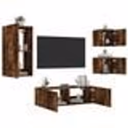 vidaXL Meuble TV muraux 4 pcs avec lumières LED chêne fumé