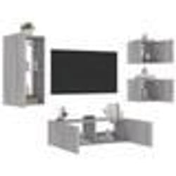 vidaXL Meuble TV muraux 4 pcs avec lumières LED sonoma gris