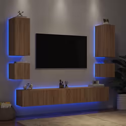 vidaXL Meuble TV muraux 6 pcs avec lumières LED chêne sonoma