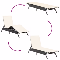 VidaXL 4002701 chaise d'extérieur Linge Siège rembourré Polyuréthane, Acier Crème, Blanc - Vue supplémentaire 7