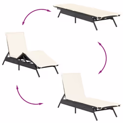 VidaXL 4002710 chaise d'extérieur Linge Siège rembourré Polyuréthane, Acier Crème, Blanc - Vue supplémentaire 7