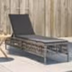 vidaXL Chaise longue avec coussin gris résine tressée