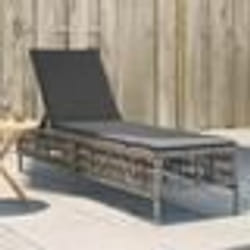 vidaXL Chaise longue avec coussin gris résine tressée
