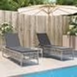 vidaXL Chaises longues lot de 2 avec table gris clair résine tressée