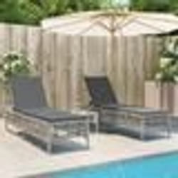 vidaXL Chaises longues lot de 2 avec table gris clair résine tressée