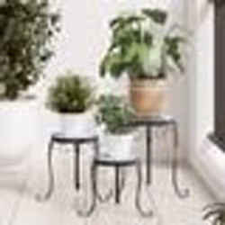 vidaXL Supports pour plantes 3 pcs bleu et blanc céramique