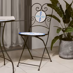 VidaXL 4003404 chaise d'extérieur Terrace Vitrocéramique, Fer Bleu, Blanc