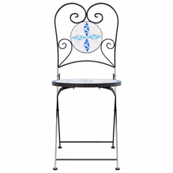 VidaXL 4003404 chaise d'extérieur Terrace Vitrocéramique, Fer Bleu, Blanc - Vue supplémentaire 4