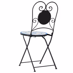 VidaXL 4003404 chaise d'extérieur Terrace Vitrocéramique, Fer Bleu, Blanc - Vue supplémentaire 7