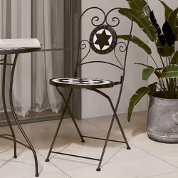 VidaXL 4003405 chaise d'extérieur Terrace Vitrocéramique, Fer Noir, Blanc