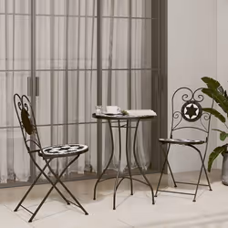 VidaXL 4003405 chaise d'extérieur Terrace Vitrocéramique, Fer Noir, Blanc