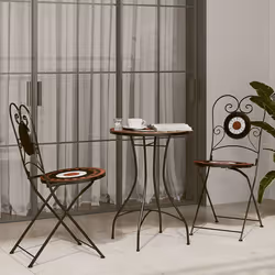 VidaXL 4003406 chaise d'extérieur Terrace Vitrocéramique, Fer Terre cuite, Blanc