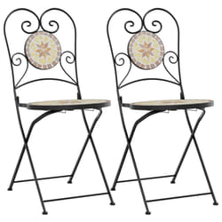 VidaXL 4003407 chaise d'extérieur Terrace Vitrocéramique, Fer Terre cuite, Blanc