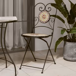 VidaXL 4003407 chaise d'extérieur Terrace Vitrocéramique, Fer Terre cuite, Blanc