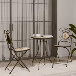 VidaXL 4003407 chaise d'extérieur Terrace Vitrocéramique, Fer Terre cuite, Blanc