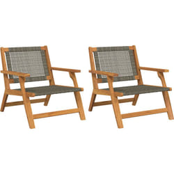 Chaises de Jardin 2 pcs Grises 76x67x73.5 cm Bois d'Acacia Solide Vidaxl