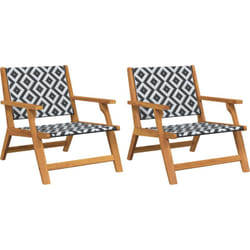 Chaises de jardin 2 pcs Noir et blanc 76x67x73 cm Bois massif d'acacia Vidaxl
