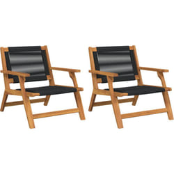 Set de 2 chaises de jardin noires 67x77x73 cm en Bois d'Acacia Massif Vidaxl