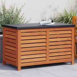 Cette boîte de rangement de jardin en bois offre suffisamment d'espace de rangement pour les coussins de meubles de jardin, l ...
