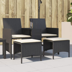 Vidaxl - Canapé de jardin 2 places avec table et tabourets noir rotin