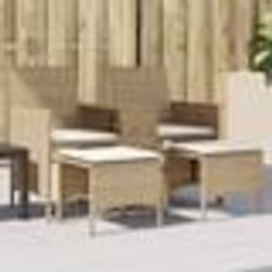 vidaXL Canapé de jardin 2 places avec table et tabourets beige rotin