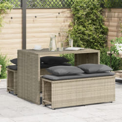 Vidaxl - Ensemble à manger de jardin 3pcs coussins gris clair poly rotin
