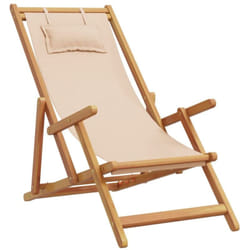 Chaise pliable de plage beige bois massif d'eucalyptus et tissu vidaXL