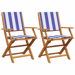 VidaXL 367674, Terrace, Bois d'acacia, Polyester, Bleu, Blanc, 110 kg, 540 mm, 570 mm