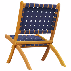 VidaXL 366512 chaise d'extérieur Terrace Bois d'acacia, Tissu Bleu, Marron - Vue supplémentaire 6