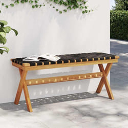Vidaxl - Banc de jardin noir bois massif d'acacia et tissu