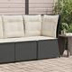vidaXL Canapé d'angle de jardin avec coussins noir résine tressée